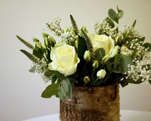 Preview wallpaper roses, kachim, greens, bouquet, composition, design