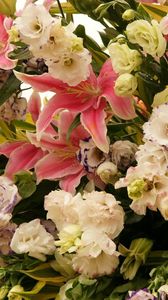 Preview wallpaper roses, lilies, flowers, bouquets, composition, beautiful