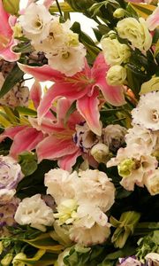 Preview wallpaper roses, lilies, flowers, bouquets, composition, beautiful