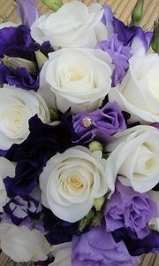 Preview wallpaper roses, lisianthus russell, bouquet, decoration, desig