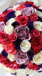 Preview wallpaper roses, lisianthus russell, bouquet, multicolored, decor