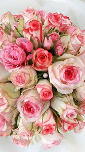 Preview wallpaper roses, lisianthus russell, bouquet, decoration, tenderness