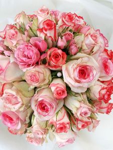 Preview wallpaper roses, lisianthus russell, bouquet, decoration, tenderness