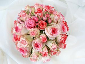 Preview wallpaper roses, lisianthus russell, bouquet, decoration, tenderness