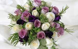 Preview wallpaper roses, lisianthus russell, color, composition, flavor