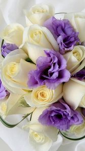 Preview wallpaper roses, lisianthus russell, flowers, bouquet, decoration