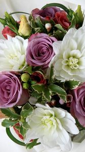 Preview wallpaper roses, lisianthus russell, flowers, bouquet, decoration