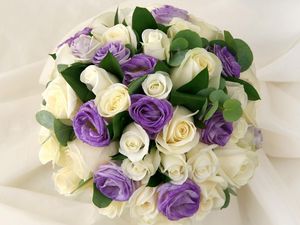 Preview wallpaper roses, lisianthus russell, leaves, flower, beautiful