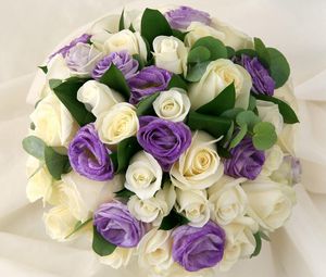 Preview wallpaper roses, lisianthus russell, leaves, flower, beautiful