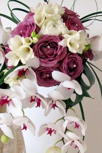 Preview wallpaper roses, orchids, freesia, bouquet, composition, beads