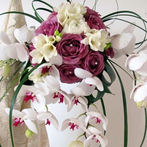 Preview wallpaper roses, orchids, freesia, bouquet, composition, beads