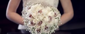 Preview wallpaper roses, orchids, gypsophila, flower, heart, bride