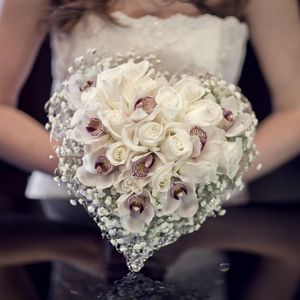 Preview wallpaper roses, orchids, gypsophila, flower, heart, bride