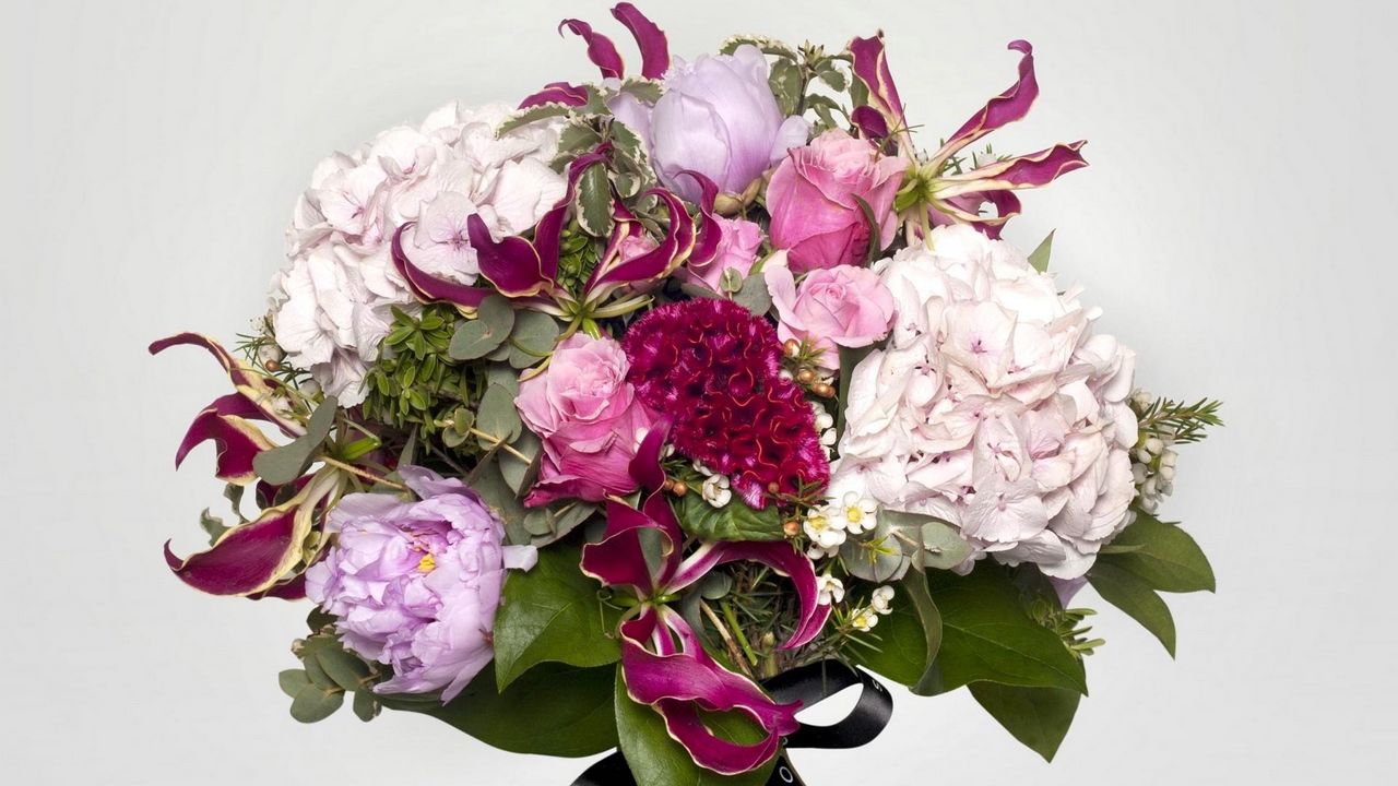 Wallpaper roses, peonies, hydrangeas, flowers, bouquet