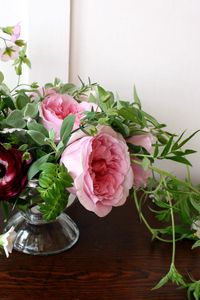 Preview wallpaper roses, ranunkulyus, flowers, herbs, composition