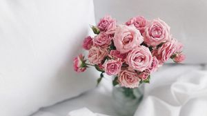 Preview wallpaper roses, vase, flowers, aesthetics