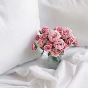 Preview wallpaper roses, vase, flowers, aesthetics