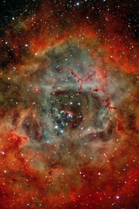 Preview wallpaper rosette nebula, nebula, glow, stars, space, red