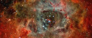 Preview wallpaper rosette nebula, nebula, glow, stars, space, red