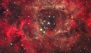 Preview wallpaper rosette nebula, nebula, stars, space, glow, red
