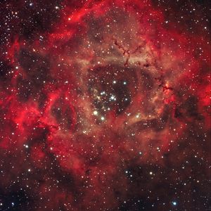 Preview wallpaper rosette nebula, nebula, stars, space, glow, red