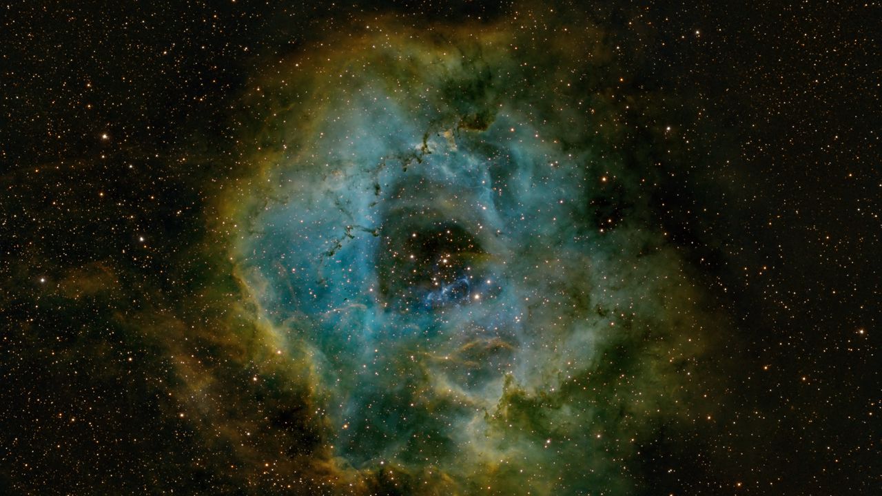 Wallpaper rosette nebula, nebula, stars, space