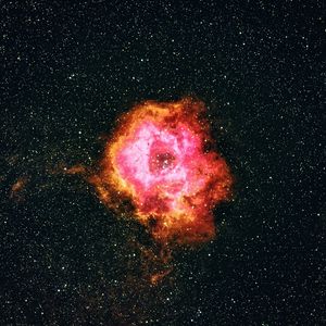 Preview wallpaper rosette nebula, nebula, stars, space, red