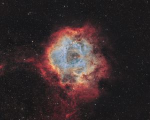 Preview wallpaper rosette nebula, nebula, stars, space, glow
