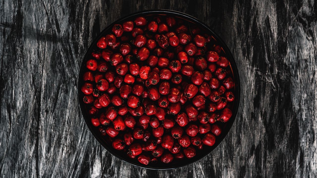 Wallpaper rowan, berries, red, bowl