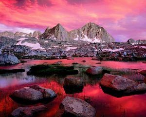 Preview wallpaper royal canyon, national park, california, water, lake, evening