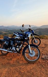 Preview wallpaper royal enfield, motorcycles, bikes, hills