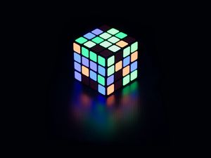 Preview wallpaper rubik cube, neon, glow, colorful