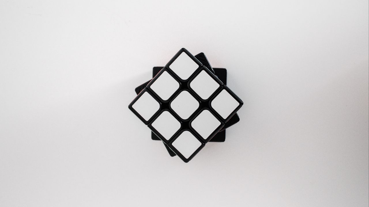 Wallpaper rubiks cube, cube, aerial view, white