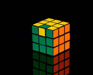Preview wallpaper rubiks cube, cube, reflection, black, colorful