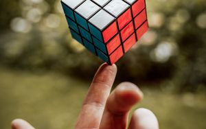Preview wallpaper rubiks cube, hand, fingers, touch