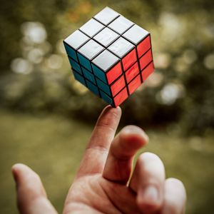 Preview wallpaper rubiks cube, hand, fingers, touch