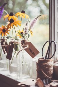 Preview wallpaper rudbeckia, flowers, petals, vase, aesthetics