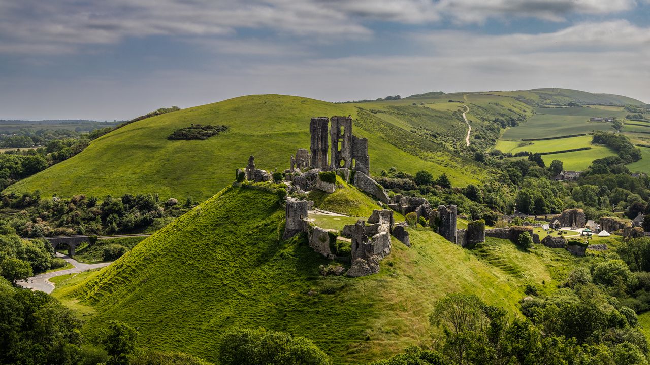 Wallpaper ruins, hills, grass, nature hd, picture, image