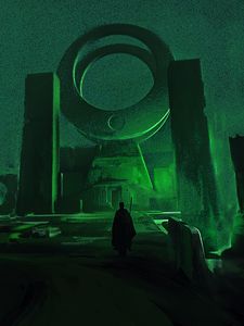 Preview wallpaper ruins, silhouette, art, green