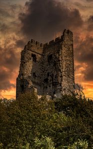 Preview wallpaper ruins, trees, sunset, landscape