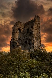 Preview wallpaper ruins, trees, sunset, landscape