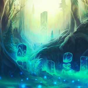 Preview wallpaper runes, rock, magic, particles, fantasy, art