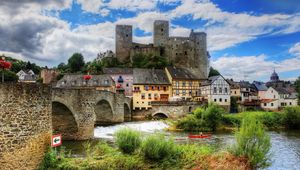 Preview wallpaper runkel, germany, castle, river, hdr