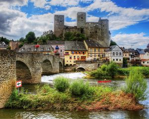 Preview wallpaper runkel, germany, castle, river, hdr