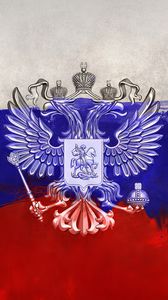 Preview wallpaper russia, coat of arms, eagle, flag