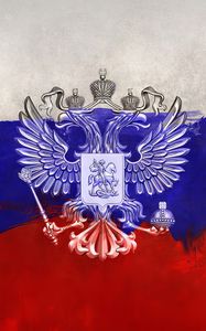 Preview wallpaper russia, coat of arms, eagle, flag