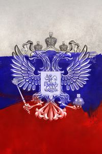 Preview wallpaper russia, coat of arms, eagle, flag