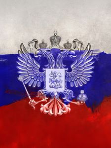 Preview wallpaper russia, coat of arms, eagle, flag