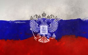 Preview wallpaper russia, coat of arms, eagle, flag