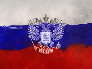 Preview wallpaper russia, coat of arms, eagle, flag